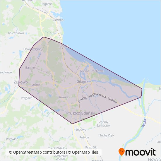 ZTM Gdańsk coverage area map