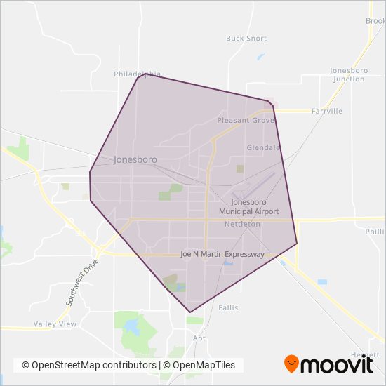 Mapa del área de cobertura de Jet