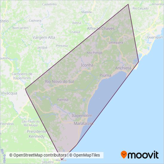 Viação Sudeste coverage area map