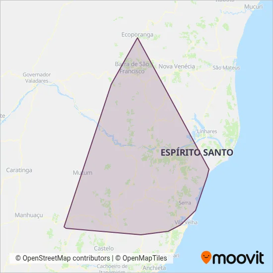 Viação Águia Branca coverage area map