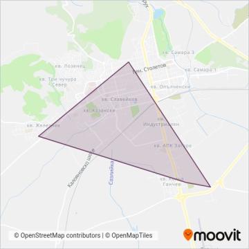 Карта на района на покритие на Тролейбусен транспорт