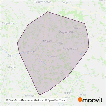 Transport Județean Bistrița-Năsăud coverage area map