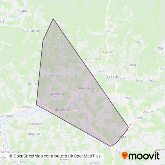 Consiliul Județean Bistrița Năsăud coverage area map