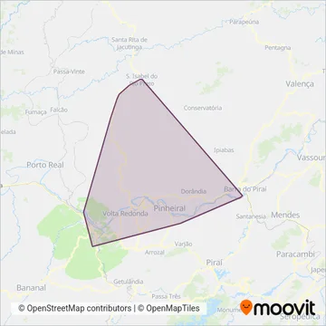 Viação Elite coverage area map