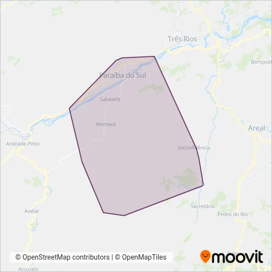 Viação Itapetinga (Paraíba do Sul) coverage area map