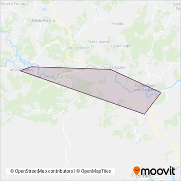 Prefeitura de Levy Gasparian | Tarifa Zero coverage area map