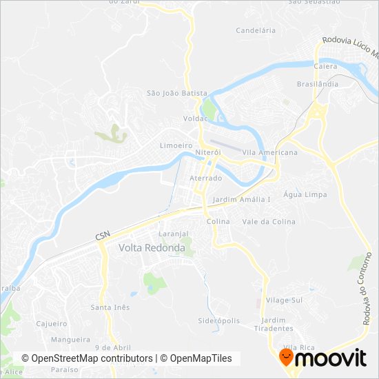 Mapa da área de cobertura da Alfa-Tur (Transporte Social)