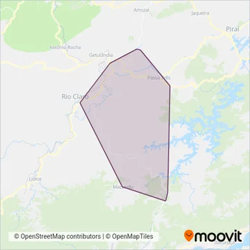 Viação Elite (Rio Claro) coverage area map