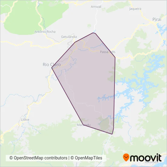 Viação Elite (Rio Claro) coverage area map