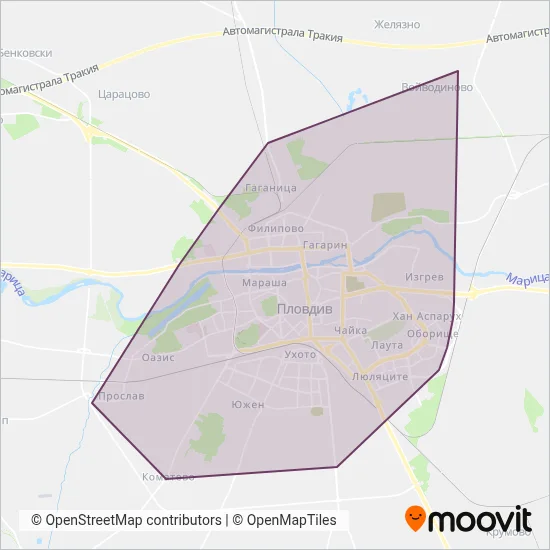 Plovdiv Bus Transport EOOD coverage area map