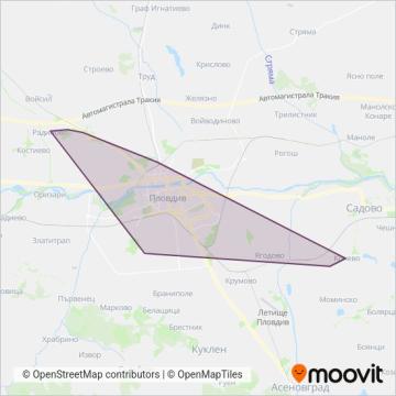 Карта на района на покритие на Меритранс