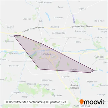 Карта на района на покритие на Меритранс