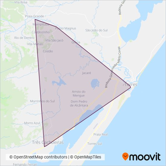 Expresso São José - Torres coverage area map