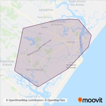 Mapa da área de cobertura da SMTT / SIM