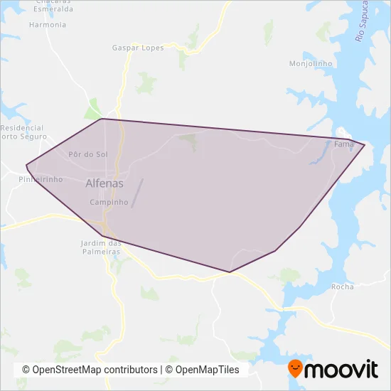 Alfetur - Alfenas Transportes e Turismo coverage area map