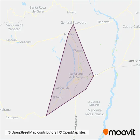 Santa Cruz de la Sierra coverage area map