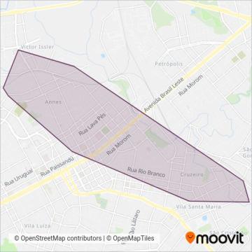 Mapa da área de cobertura da Transpasso