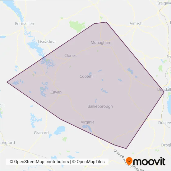 TFI Local Link Cavan Monaghan coverage area map