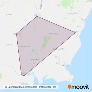 Dunnes Coaches coverage area map