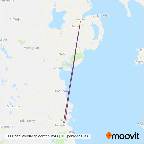 Carte de la zone de couverture de Dublin Express