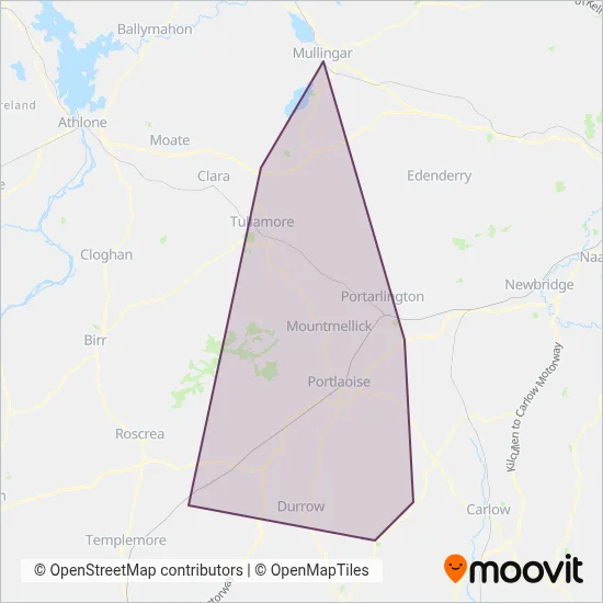 Slieve Bloom Coach Tours coverage area map