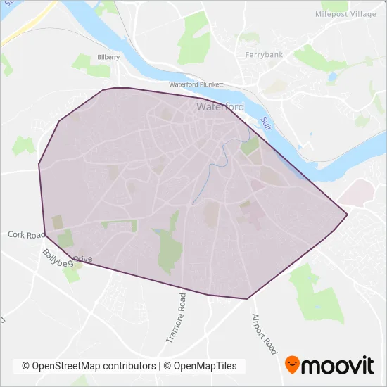 Bus Éireann Waterford coverage area map