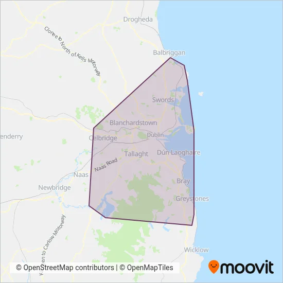 Bus Átha Cliath – Dublin Bus coverage area map