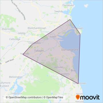 Nitelink, Dublin Bus coverage area map