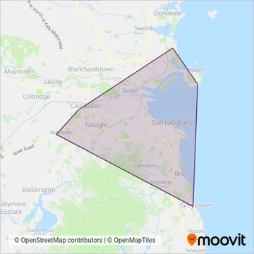Nitelink, Dublin Bus coverage area map