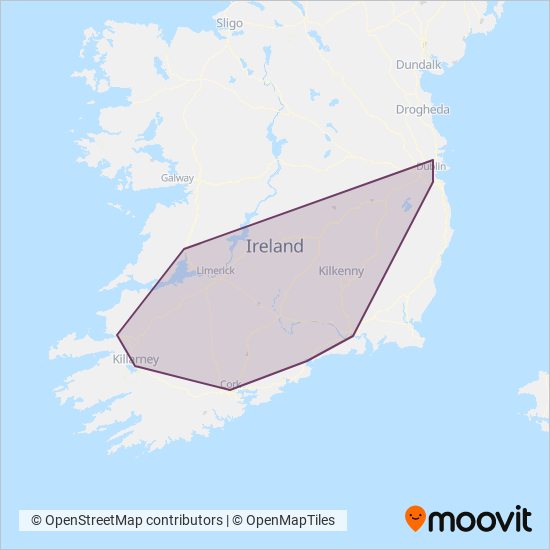 Dublin Coach coverage area map