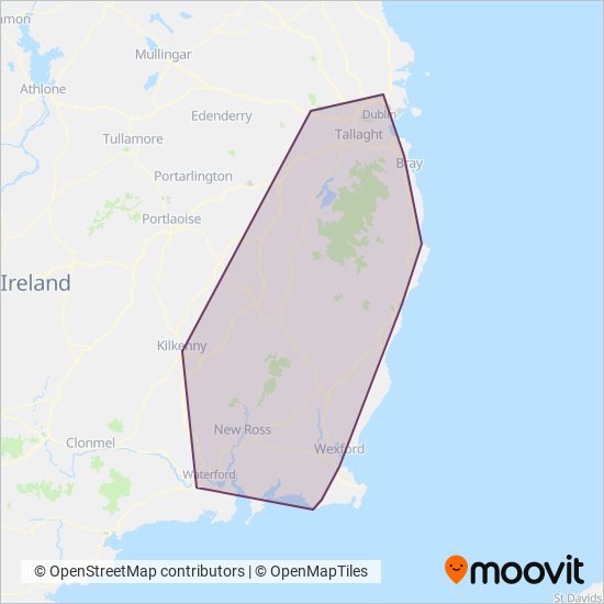 Wexford Bus coverage area map