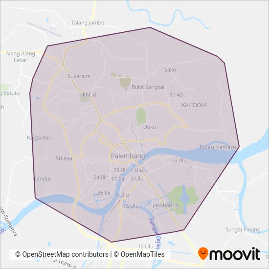 Angkutan Palembang coverage area map