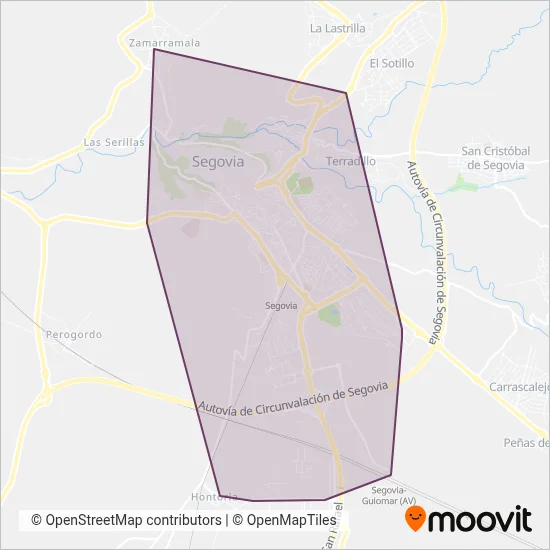 Cobertura del mapa de Urbanos de Segovia