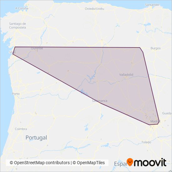 Mapa del área de cobertura de Avanza by Mobility ADO