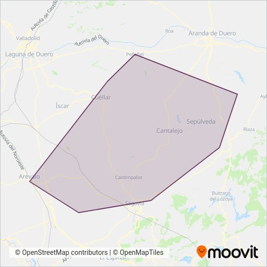 Mapa del área de cobertura de A la demanda Prestación Conjunta Colegios