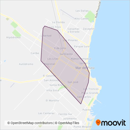 Mapa del área de cobertura de 12 de Octubre