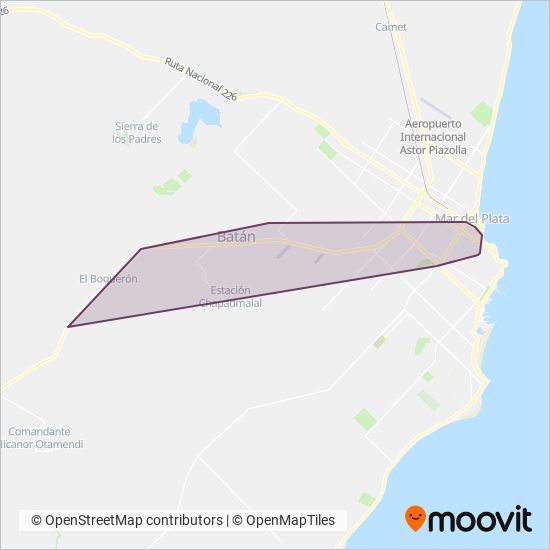 Mapa del área de cobertura de Batán