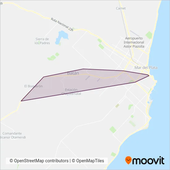 Batán coverage area map