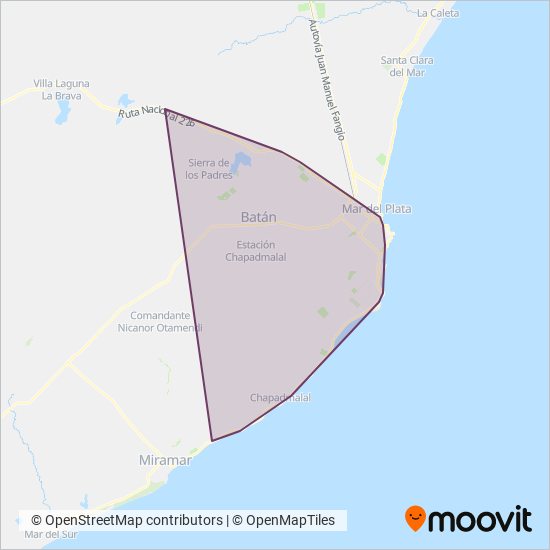 Mapa del área de cobertura de Peralta Ramos S.A.C.I.