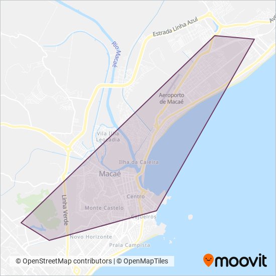 Mapa da área de cobertura da Hellen Turismo (Transporte Integrado UFRJ)