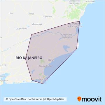 Mapa da área de cobertura da Auto Viação 1001 (Linhas Rodoviárias)