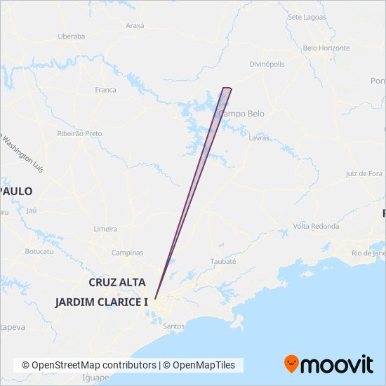 Mapa del área de cobertura de Viação Campo Belo