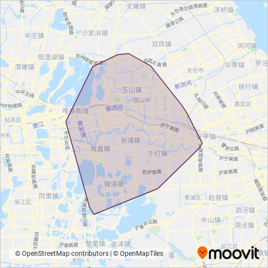 昆山公交 coverage area map