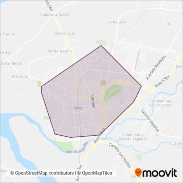Mapa del área de cobertura de Intercomunal