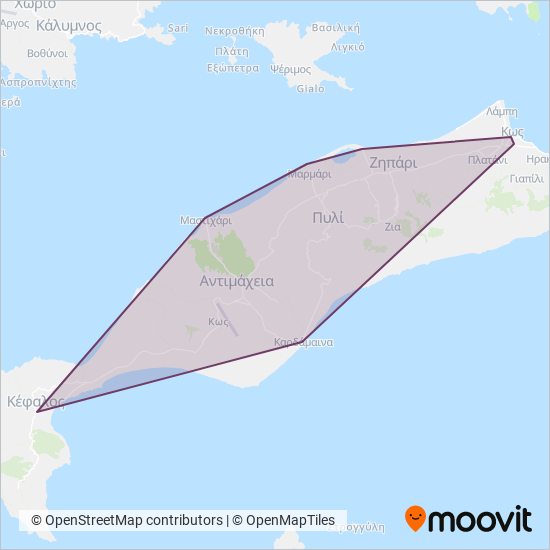 ΚΤΕΛ ΚΩΣ coverage area map