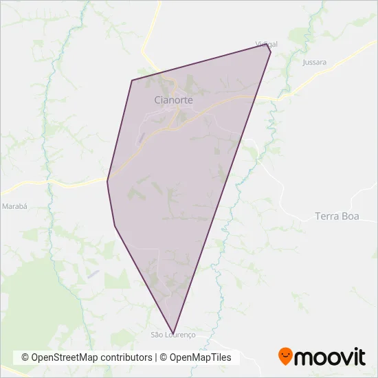 Viação Cianorte (Cianorte) coverage area map
