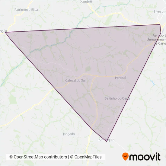 Viação Umuarama (Metropolitano) coverage area map