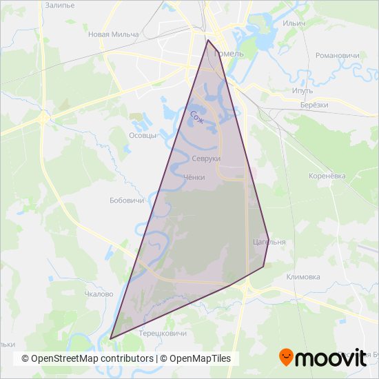 ОАО «Гомельоблавтотранс» coverage area map