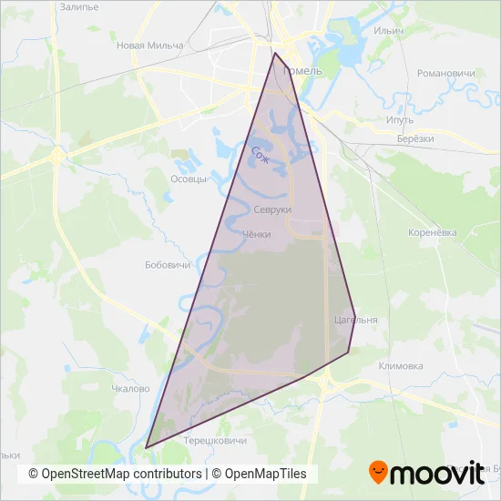 Gomeloblautotrans OJSC coverage area map