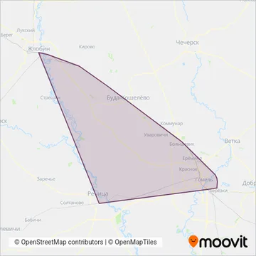 Беларуская Чыгунка (Белорусская железная дорога) coverage area map